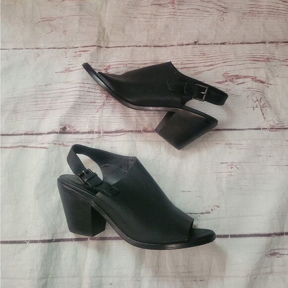 Eileen Fisher Glance Leather Open Toe Heels Size 11 - Picture 2 of 7